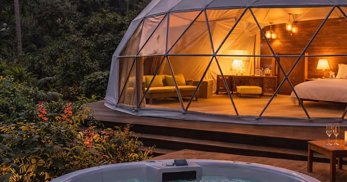 Luxury dome interior with a modern lounge area